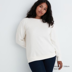 White Women Uniqlo Soft Knitted Fleece Crew Neck Long-Sleeve T Shirts | 6278-MSJCK