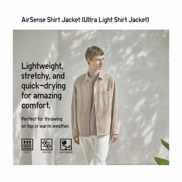 Beige Men Uniqlo AirSense Shirt jackets | ZJUQPH-945