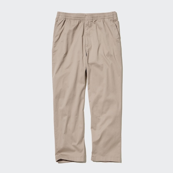 Beige Men Uniqlo Cotton Relaxed Ankle Pants | 7086-HKDLY