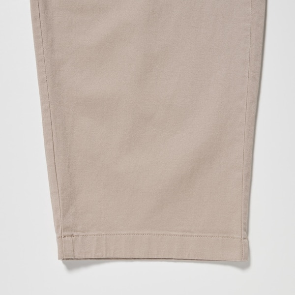 Beige Men Uniqlo Cotton Relaxed Ankle Pants | 7086-HKDLY