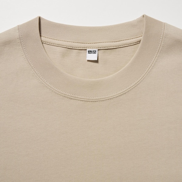 Beige Men Uniqlo Washed Cotton Crew Neck Long-Sleeve Sweatshirts | 5163-TZIRL