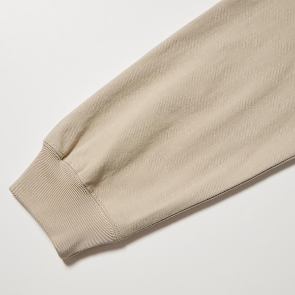 Beige Men Uniqlo Washed Cotton Crew Neck Long-Sleeve T Shirts | 8340-CPHOF