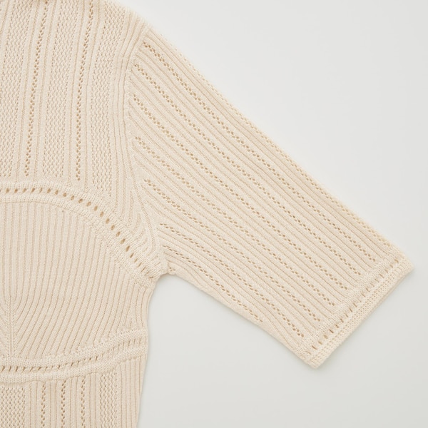 Beige Women Uniqlo 3D Knit Mesh Half-Sleeve Sweaters | 0854-OEIXH