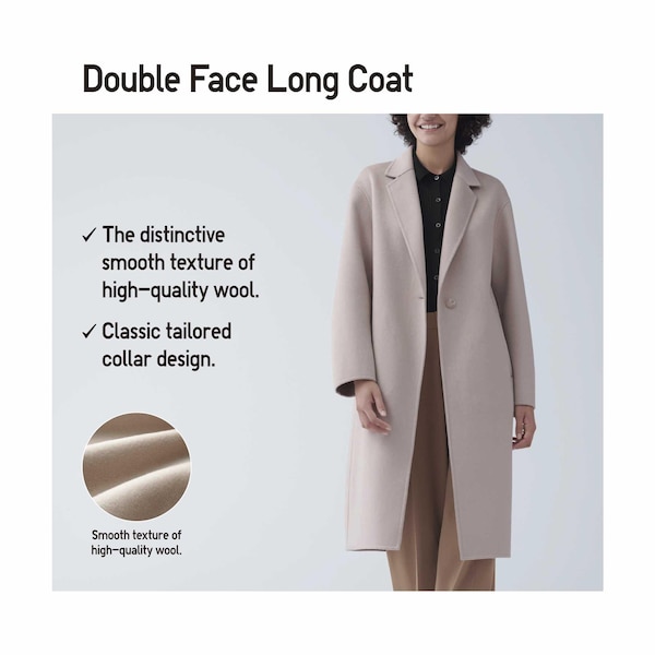 Beige Women Uniqlo Double Face Long Coats | 3567-ARSOH