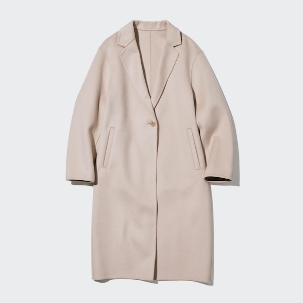 Beige Women Uniqlo Double Face Long Coats | 3567-ARSOH