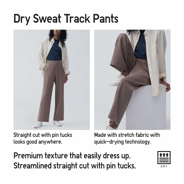 Beige Women Uniqlo Dry Sweat Track Pants | 0523-EPVUN