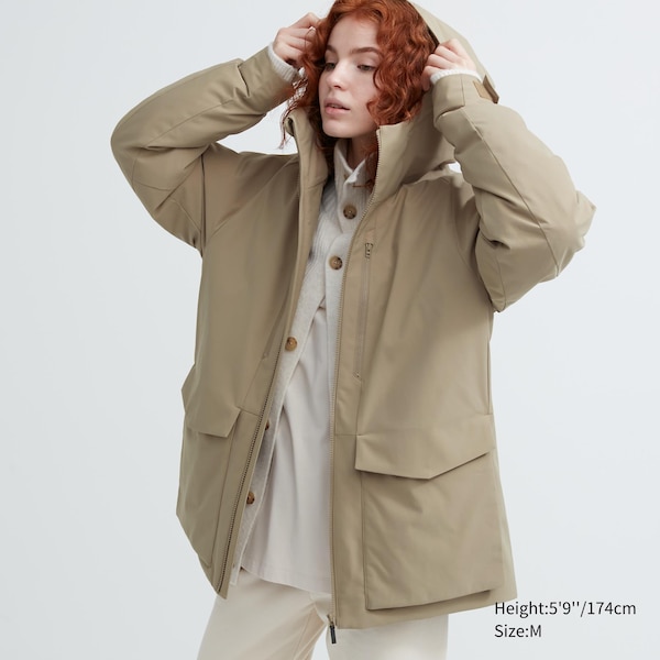 Beige Women Uniqlo Hybrid Down Parka | 8260-MBNZE