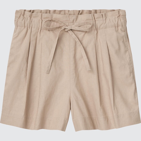 Beige Women Uniqlo Linen-Cotton Shorts | 2479-FXRAJ