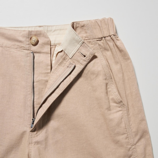 Beige Women Uniqlo Linen Cotton Tapered Pants | 4296-MZVTW