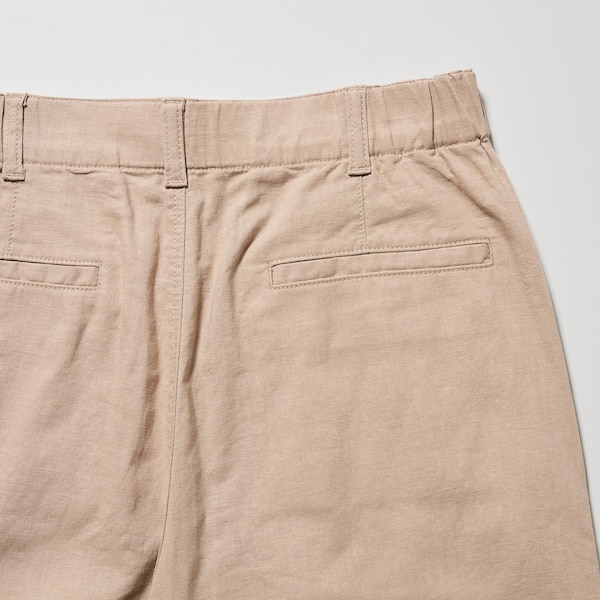 Beige Women Uniqlo Linen Cotton Tapered Pants | 4296-MZVTW