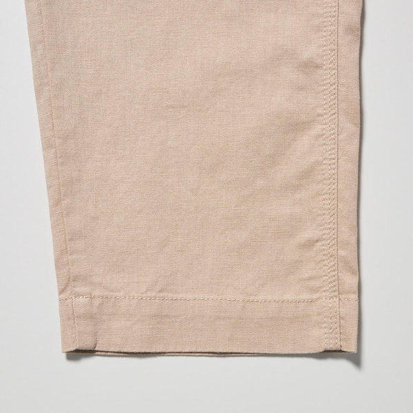 Beige Women Uniqlo Linen Cotton Tapered Pants | 4296-MZVTW