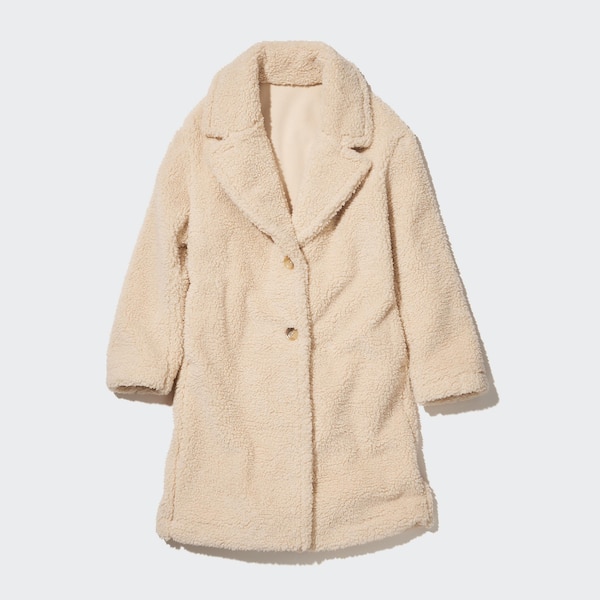 Beige Women Uniqlo Pile-Lined Fleece Tailored Coats | 4183-HVCPJ