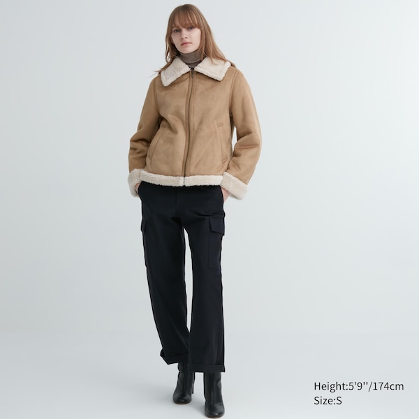 Beige Women Uniqlo Pile-Lined jackets | 6297-YEPZJ