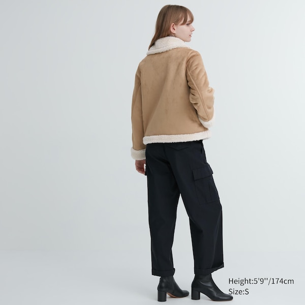 Beige Women Uniqlo Pile-Lined jackets | 6297-YEPZJ