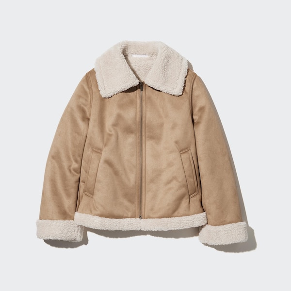 Beige Women Uniqlo Pile-Lined jackets | 6297-YEPZJ