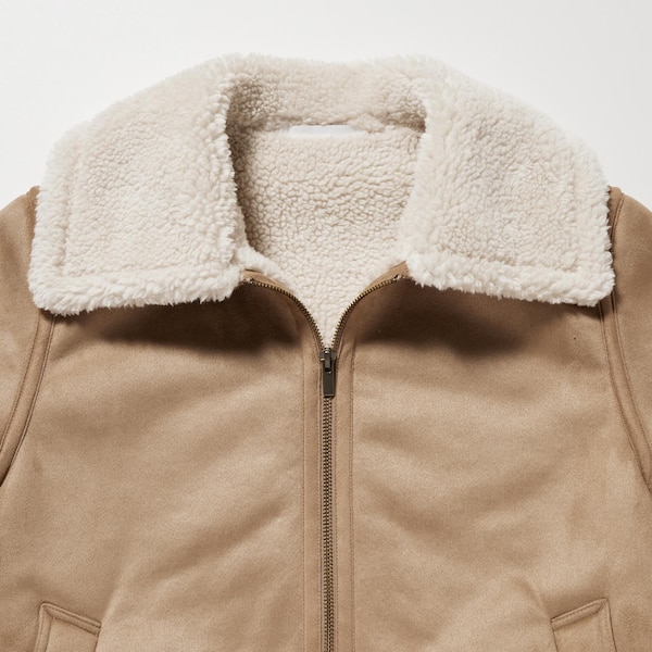 Beige Women Uniqlo Pile-Lined jackets | 6297-YEPZJ