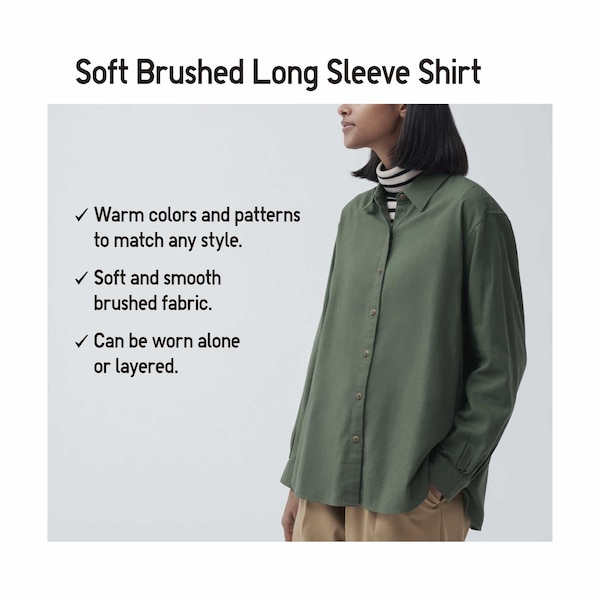 Beige Women Uniqlo Soft Brushed Checked Long-Sleeve Shirts | 0632-AZJBF