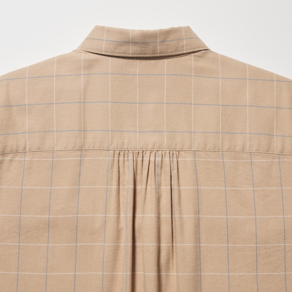 Beige Women Uniqlo Soft Brushed Checked Long-Sleeve Shirts | 0632-AZJBF