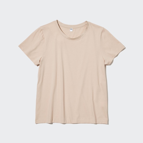 Beige Women Uniqlo Supima® Cotton Crew Neck Short-Sleeve T Shirts | 3089-NRHUL