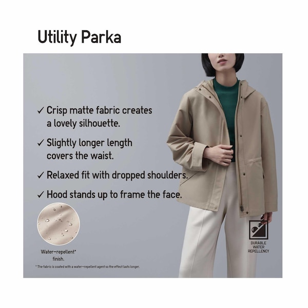 Beige Women Uniqlo Utility Parka | 2607-WOUHT