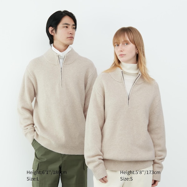 Beigwe Men Uniqlo Souffle Yarn Long-Sleeve Half-Zip Sweaters | 8631-AFKGM