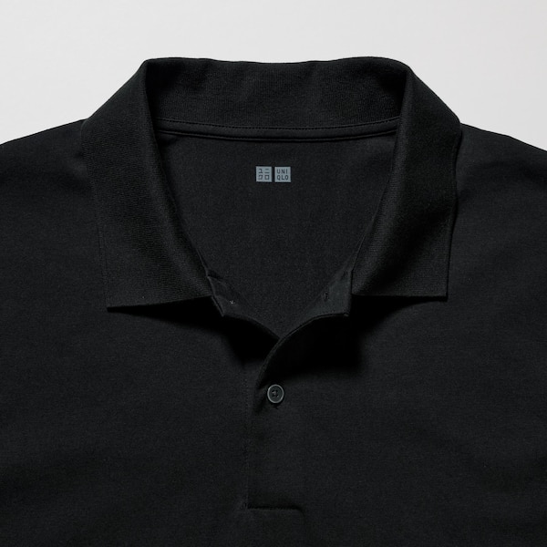 Black Men Uniqlo AIRism Regular Collar Polo Shirt | 5049-RZYAB