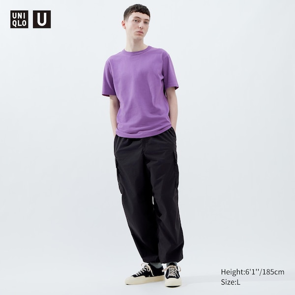 Black Men Uniqlo U Wide-Fit Parachute Cargo Pants | 1382-CHEVR