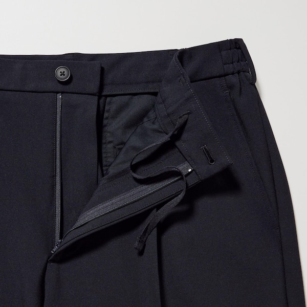 Black Men Uniqlo Wide-Fit Pleated Pants | 2513-MLRYJ