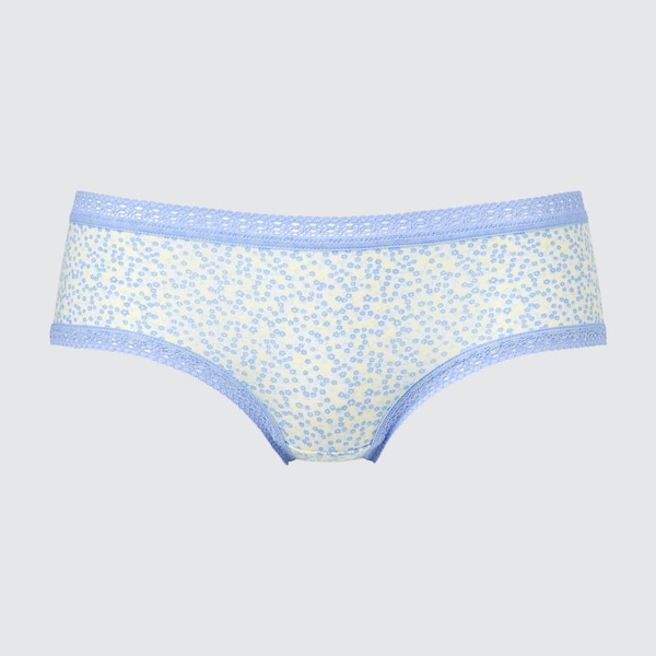 Black Women Uniqlo Mini-Flower Print Hip Huggers Briefs | 8257-OAHFS