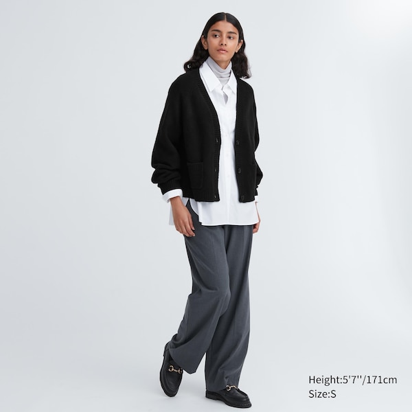 Black Women Uniqlo Souffle Yarn Short Cardigan | 2487-BVJPM