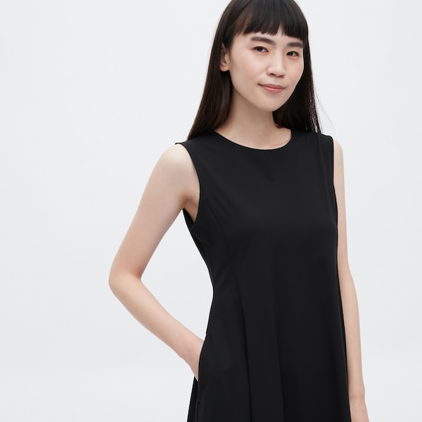 Black Women Uniqlo Ultra Stretch AIRism Sleeveless Dress | 6402-CZLMK