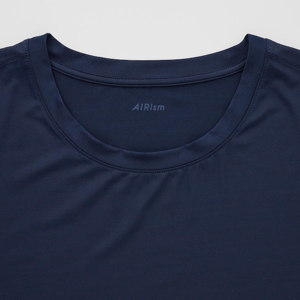 Blue Men Uniqlo AIRism Crew Neck Short-Sleeve T Shirts | 1328-RDHCB