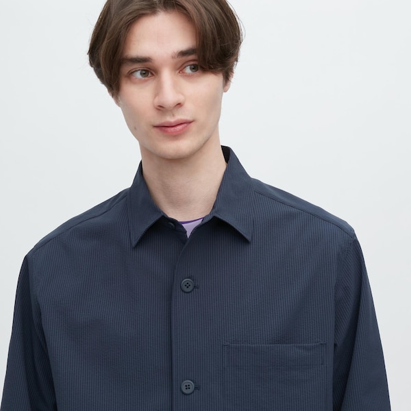 Blue Men Uniqlo AirSense Shirt jackets | MZJHAC-514