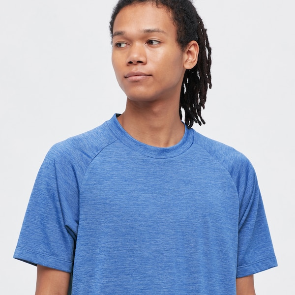 Blue Men Uniqlo DRY-EX Crew Neck Short-Sleeve T Shirts | 5162-OADVE