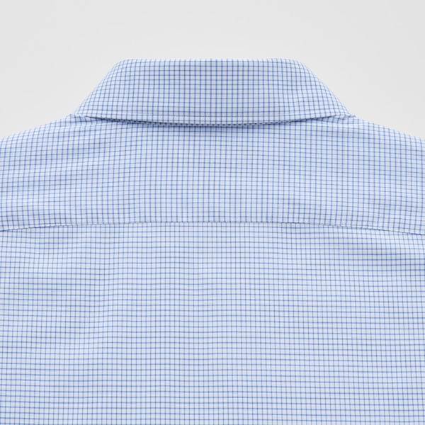 Blue Men Uniqlo Easy Care Checked Stretch Slim-Fit Long-Sleeve Shirts | 9760-UMDAW