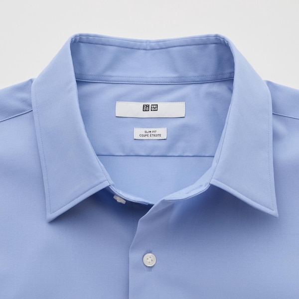 Blue Men Uniqlo Easy Care Stretch Slim Fit Long-Sleeve Shirts | 8012-VMNFT