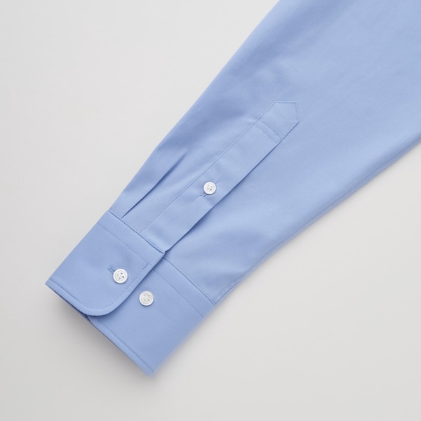 Blue Men Uniqlo Easy Care Stretch Slim Fit Long-Sleeve Shirts | 8012-VMNFT