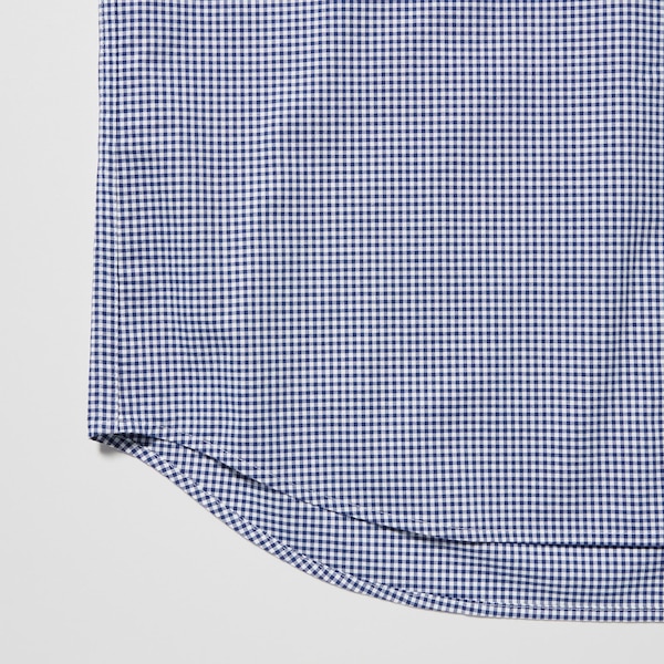 Blue Men Uniqlo Extra Fine Cotton Broadcloth Checkered Long-Sleeve Shirts | 1976-SXTKW