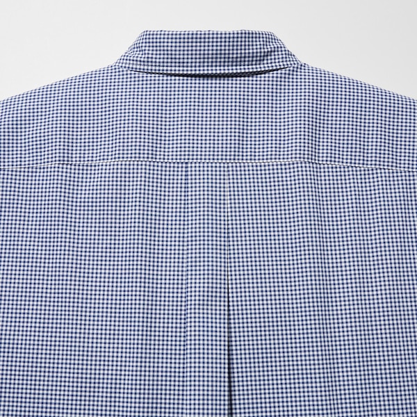 Blue Men Uniqlo Extra Fine Cotton Broadcloth Checkered Long-Sleeve Shirts | 1976-SXTKW