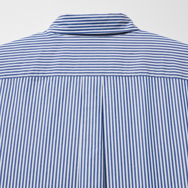 Blue Men Uniqlo Extra Fine Cotton Broadcloth Striped Long-Sleeve Shirts | 8152-XGQZN