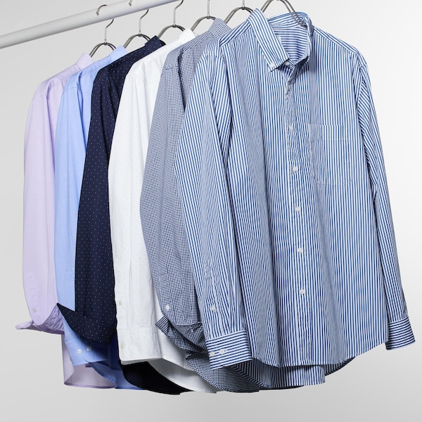 Blue Men Uniqlo Extra Fine Cotton Broadcloth Striped Long-Sleeve Shirts | 8152-XGQZN