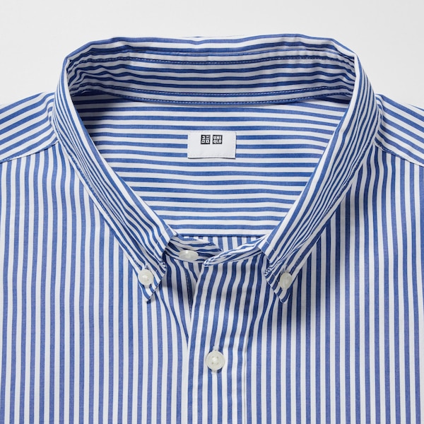 Blue Men Uniqlo Extra Fine Cotton Broadcloth Striped Long-Sleeve Shirts | 8152-XGQZN