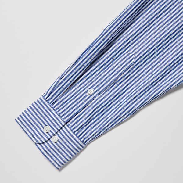 Blue Men Uniqlo Extra Fine Cotton Broadcloth Striped Long-Sleeve Shirts | 8152-XGQZN