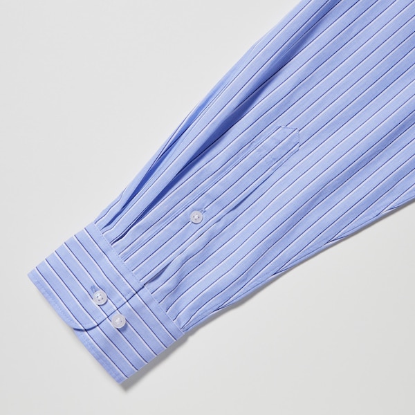 Blue Men Uniqlo Extra Fine Cotton Broadcloth Striped Long-Sleeve Shirts | 2815-NKRVE