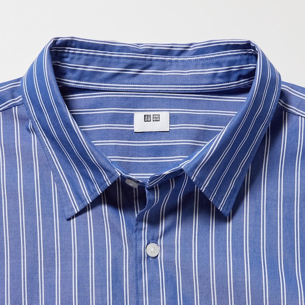 Blue Men Uniqlo Extra Fine Cotton Broadcloth Long-Sleeve Shirts | 8574-VTJUE