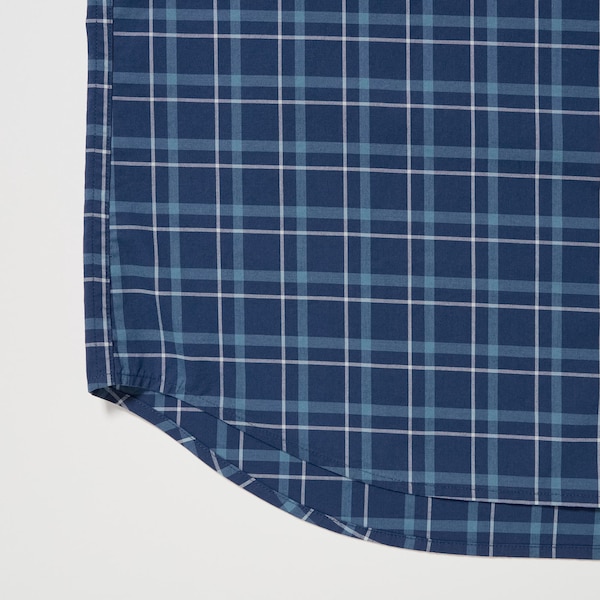 Blue Men Uniqlo Extra Fine Cotton Broadcloth Checked Long-Sleeve Shirts | 2841-EFZGH