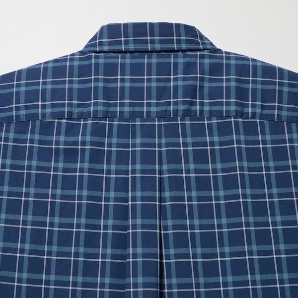 Blue Men Uniqlo Extra Fine Cotton Broadcloth Checked Long-Sleeve Shirts | 2841-EFZGH