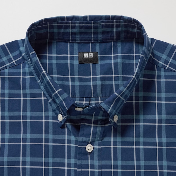 Blue Men Uniqlo Extra Fine Cotton Broadcloth Checked Long-Sleeve Shirts | 2841-EFZGH