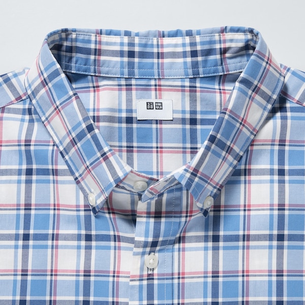 Blue Men Uniqlo Extra Fine Cotton Short-Sleeve Shirts | 3708-NWYHA