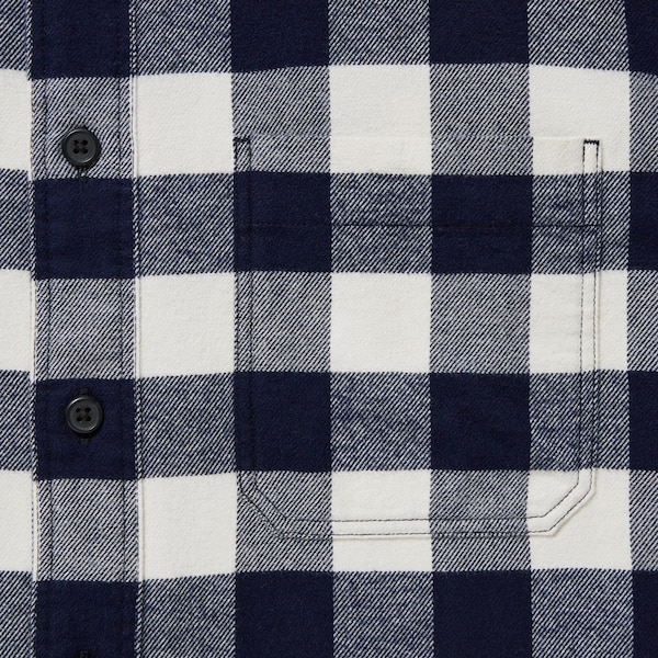 Blue Men Uniqlo Flannel Checked Long-Sleeve Shirts | 9801-VEWNU